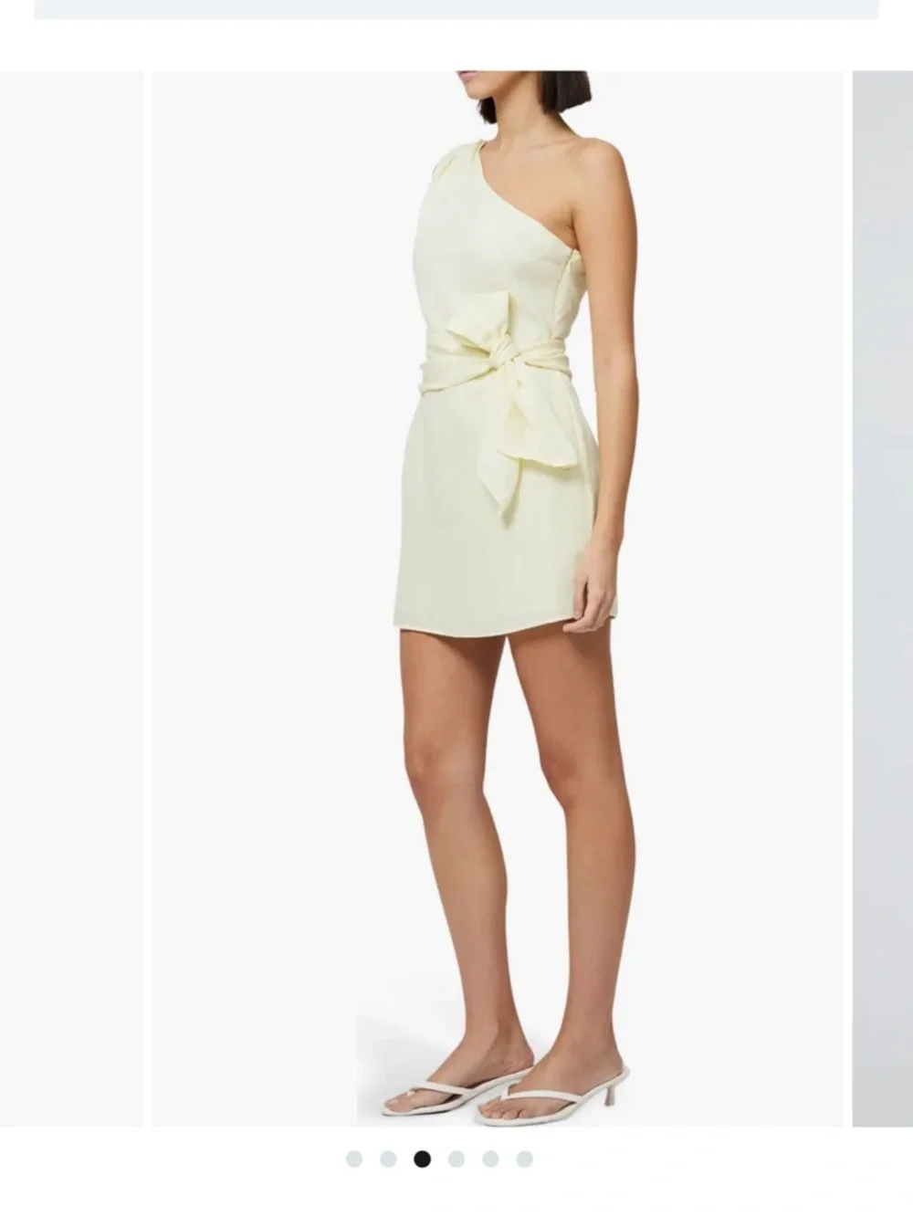 NEW FRENCH CONNECTION birdie linen tie dress in butter - Picture 4 of 10